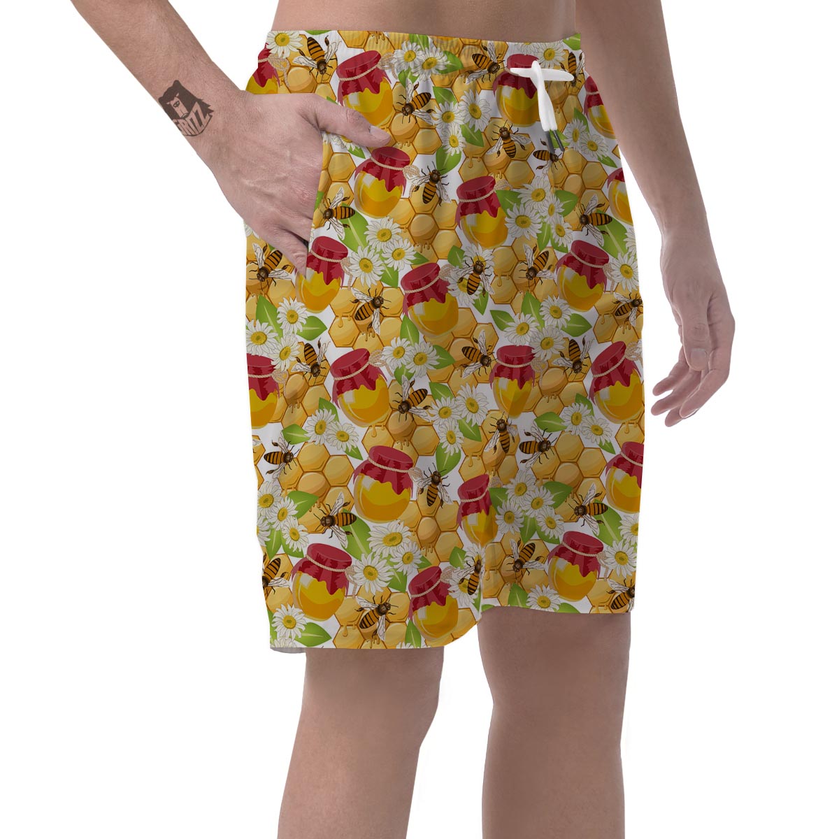 Bee Hive Sweet Honey Print Pattern Men's Shorts-grizzshop