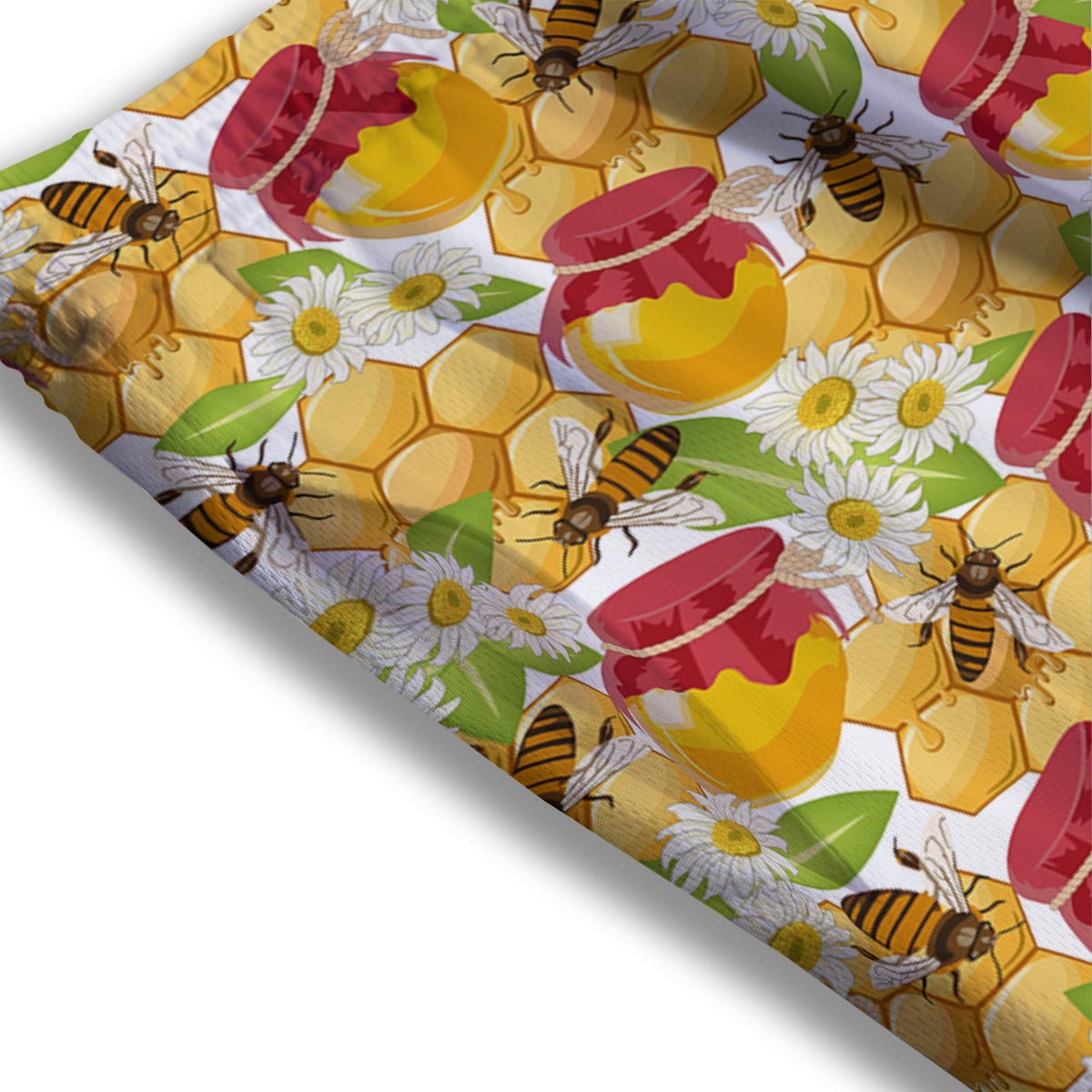 Bee Hive Sweet Honey Print Pattern Mesh Shorts