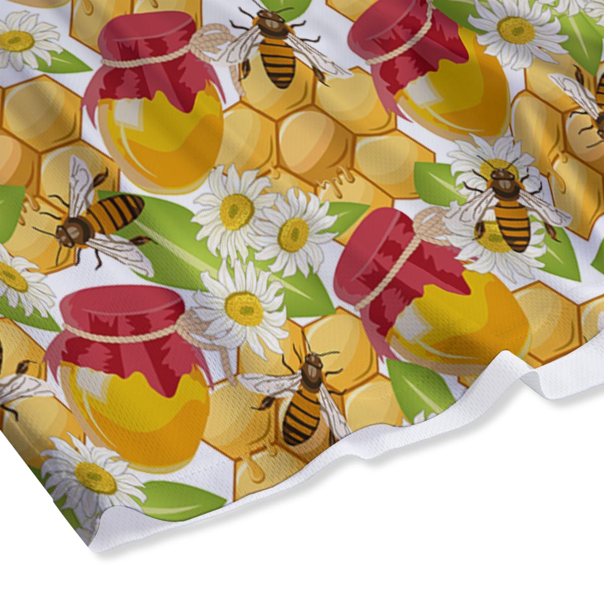 Bee Hive Sweet Honey Print Pattern Mesh Shorts