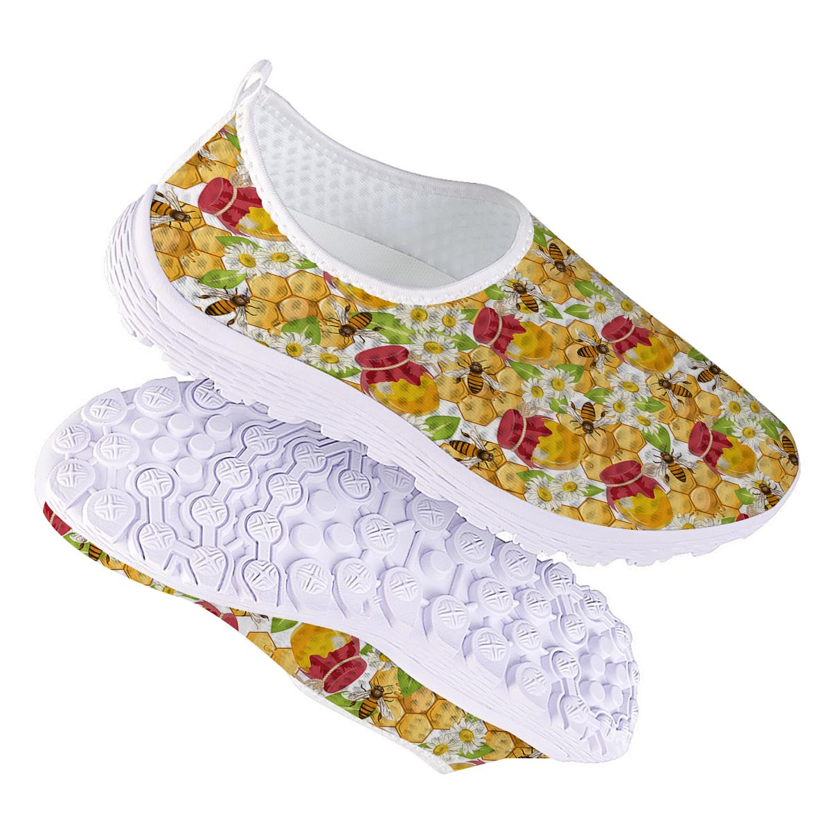 Bee Hive Sweet Honey Print Pattern Nurse Shoes-grizzshop