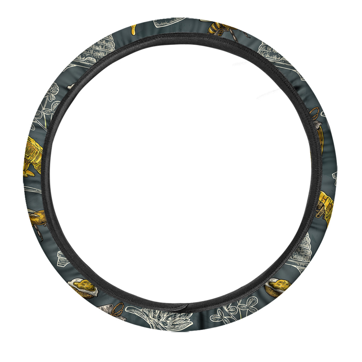 Bee Honey Vintage Print Pattern Car Steering Wheel Cover-grizzshop
