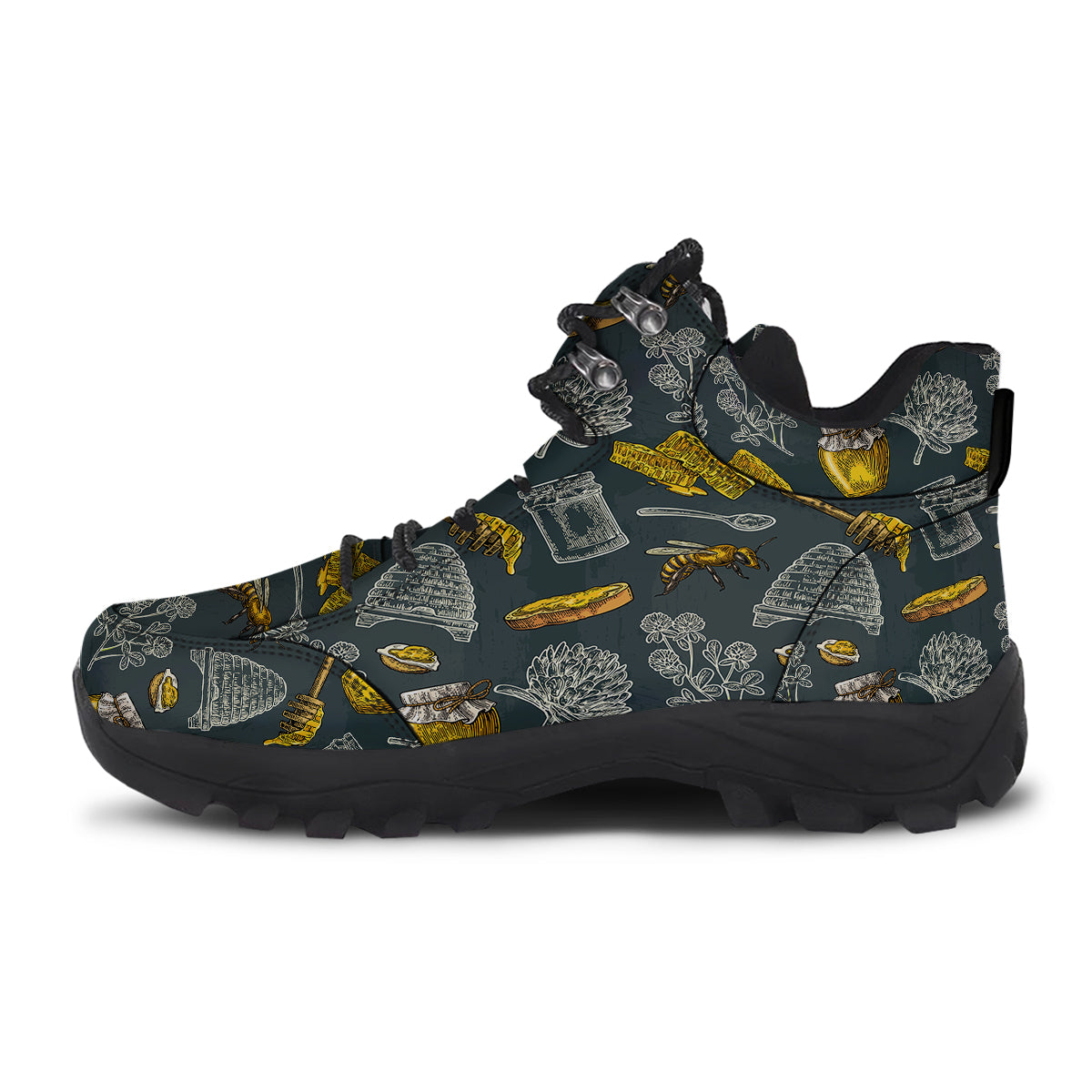 Bee Honey Vintage Print Pattern Hiking Shoes-grizzshop