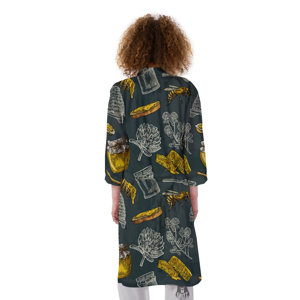 Bee Honey Vintage Print Pattern Kimono-grizzshop