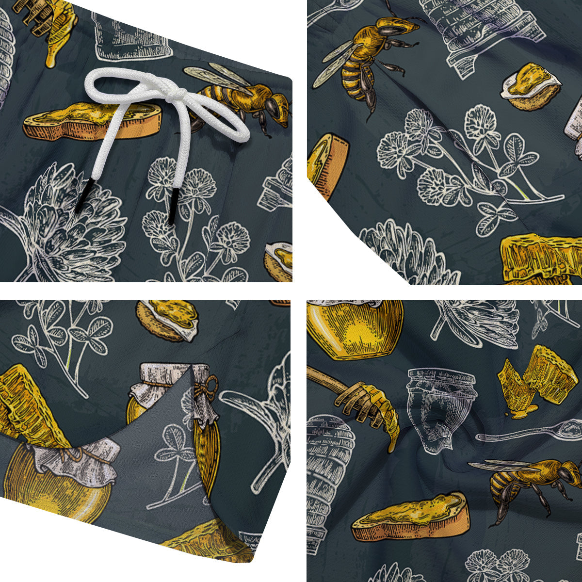 Bee Honey Vintage Print Pattern Men's Running Shorts-grizzshop