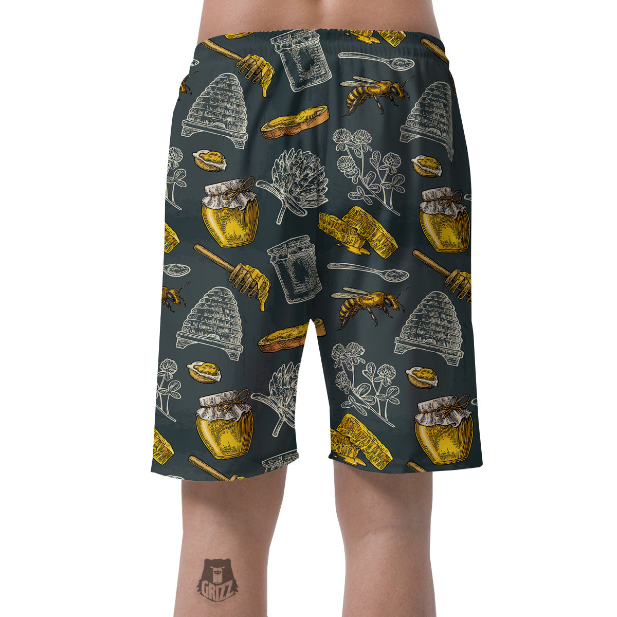 Bee Honey Vintage Print Pattern Men's Shorts-grizzshop