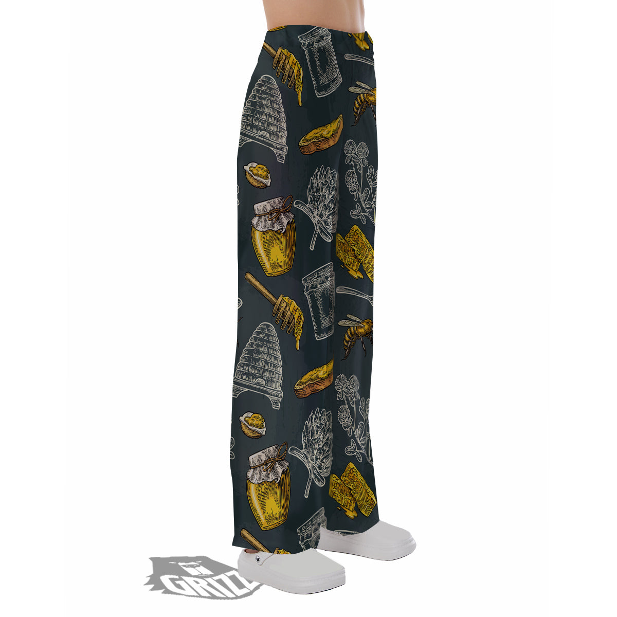 Bee Honey Vintage Print Pattern Pajama Pants-grizzshop