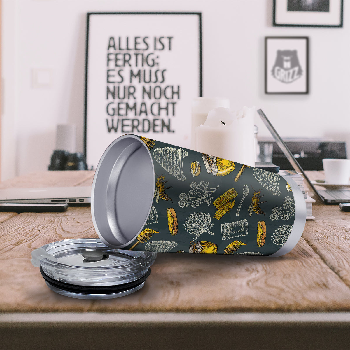 Bee Honey Vintage Print Pattern Tumbler-grizzshop