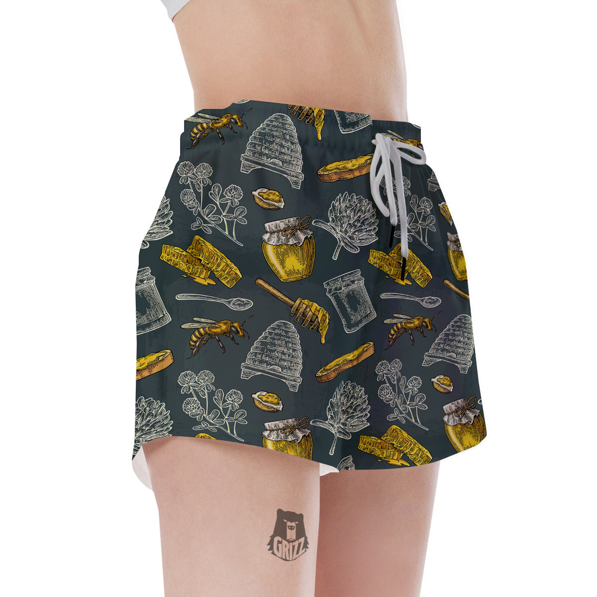 Bee Honey Vintage Print Pattern Women's Shorts-grizzshop