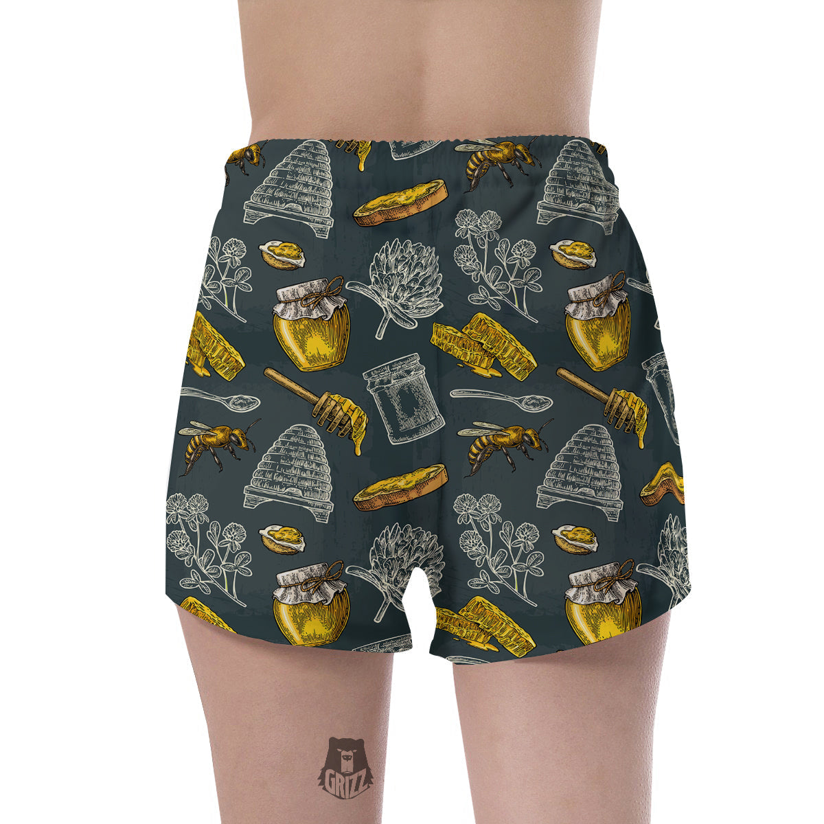 Bee Honey Vintage Print Pattern Women's Shorts-grizzshop