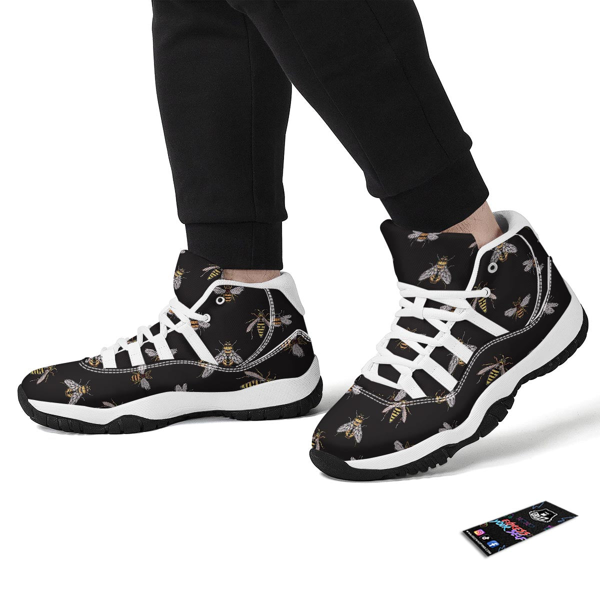 Bee Lovers Honey Gifts Pattern Print White Bball Shoes-grizzshop