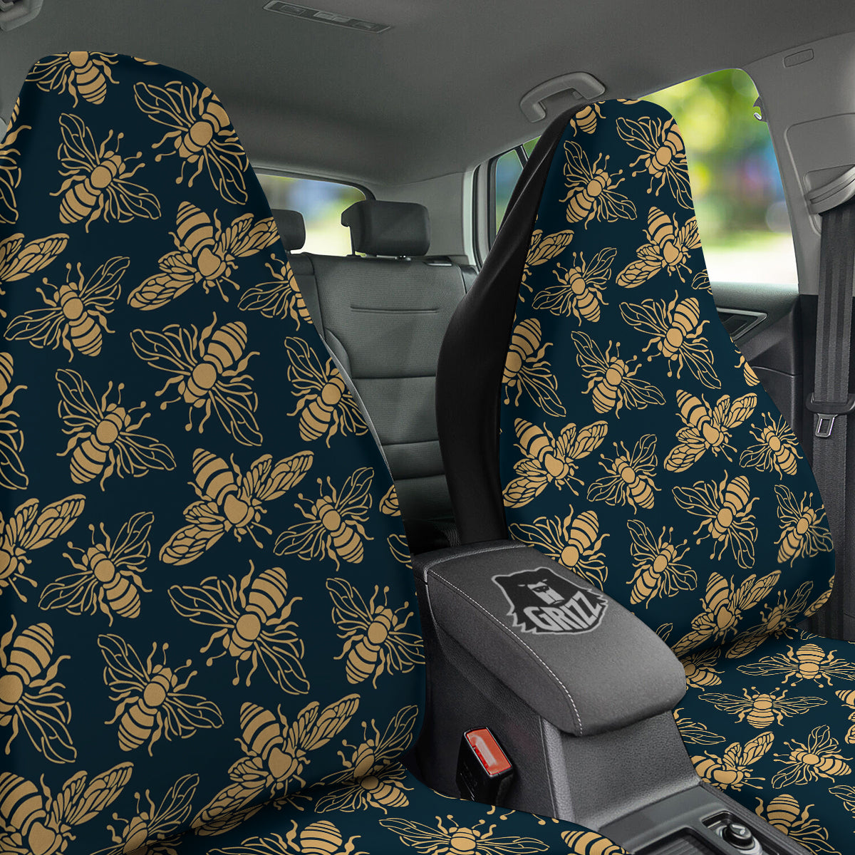 Bee Vintage Print Pattern Car Seat Covers-grizzshop