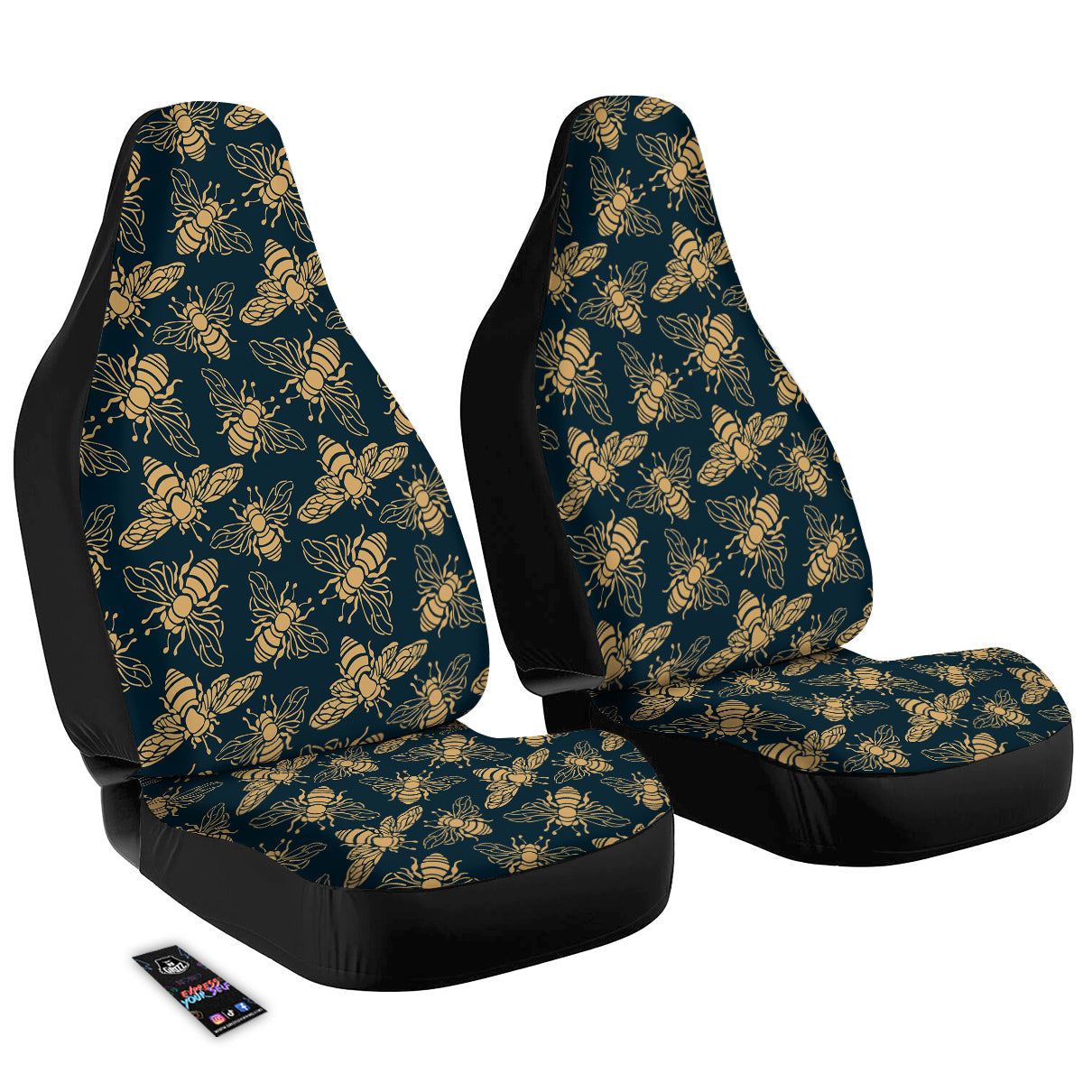Bee Vintage Print Pattern Car Seat Covers-grizzshop