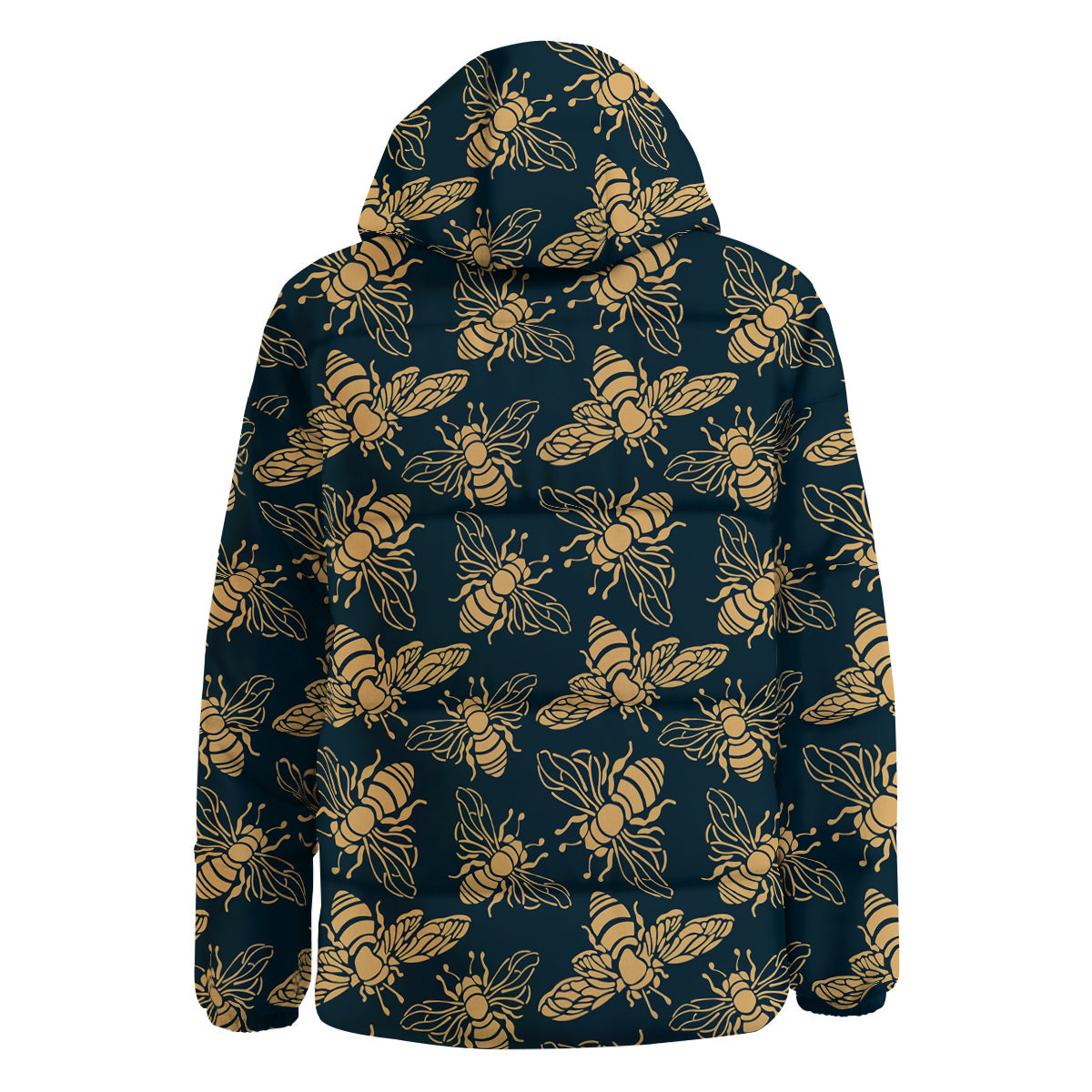 Bee Vintage Print Pattern Down Jacket-grizzshop