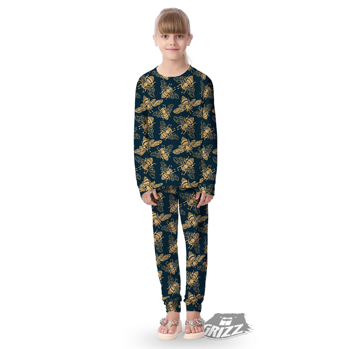Bee Vintage Print Pattern Kid's Pajamas-grizzshop