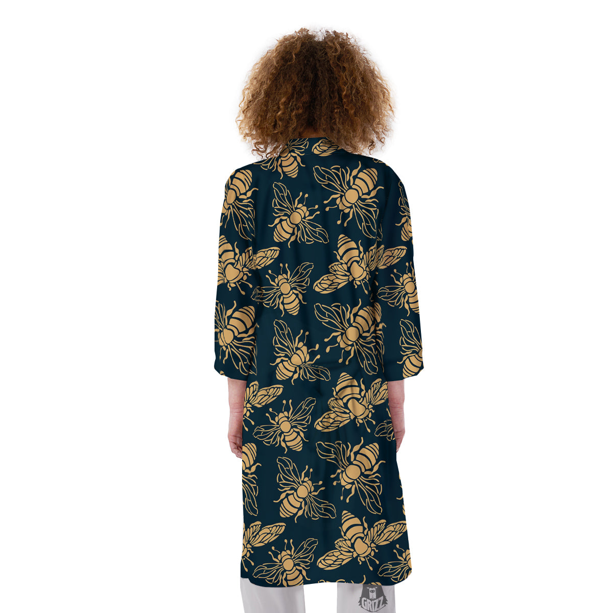 Bee Vintage Print Pattern Kimono-grizzshop