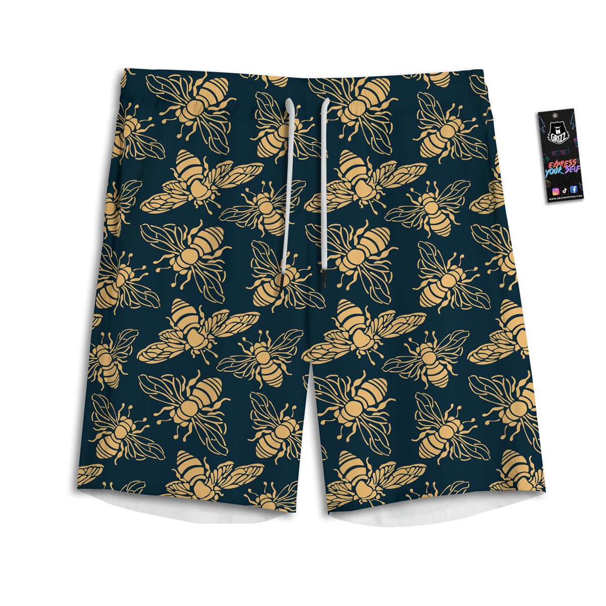 Bee Vintage Print Pattern Men's Athletic Shorts