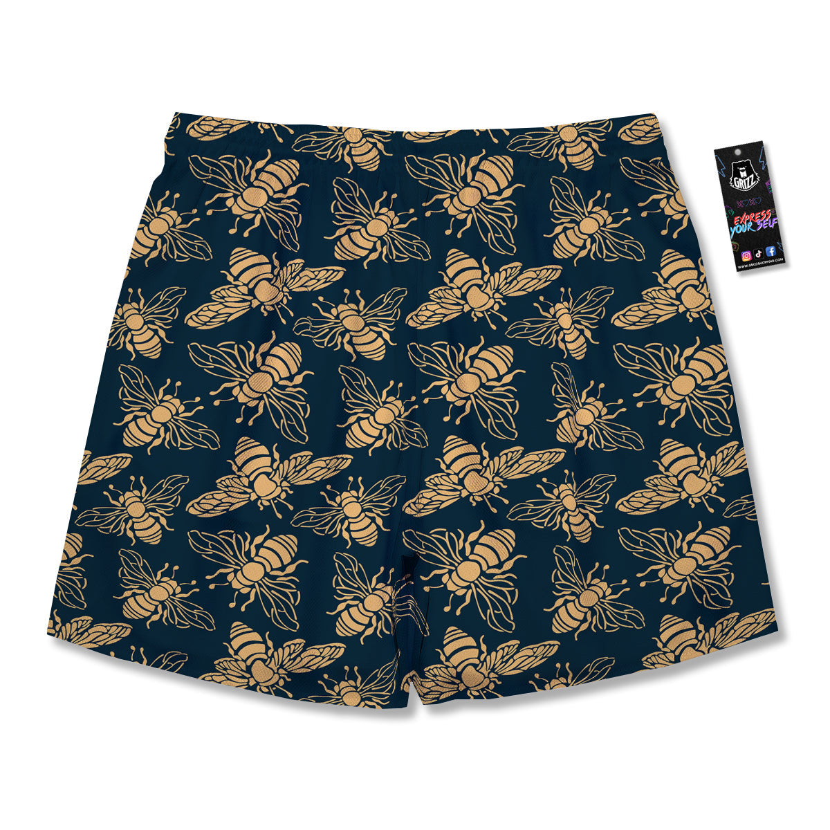 Bee Vintage Print Pattern Men's Running Shorts-grizzshop