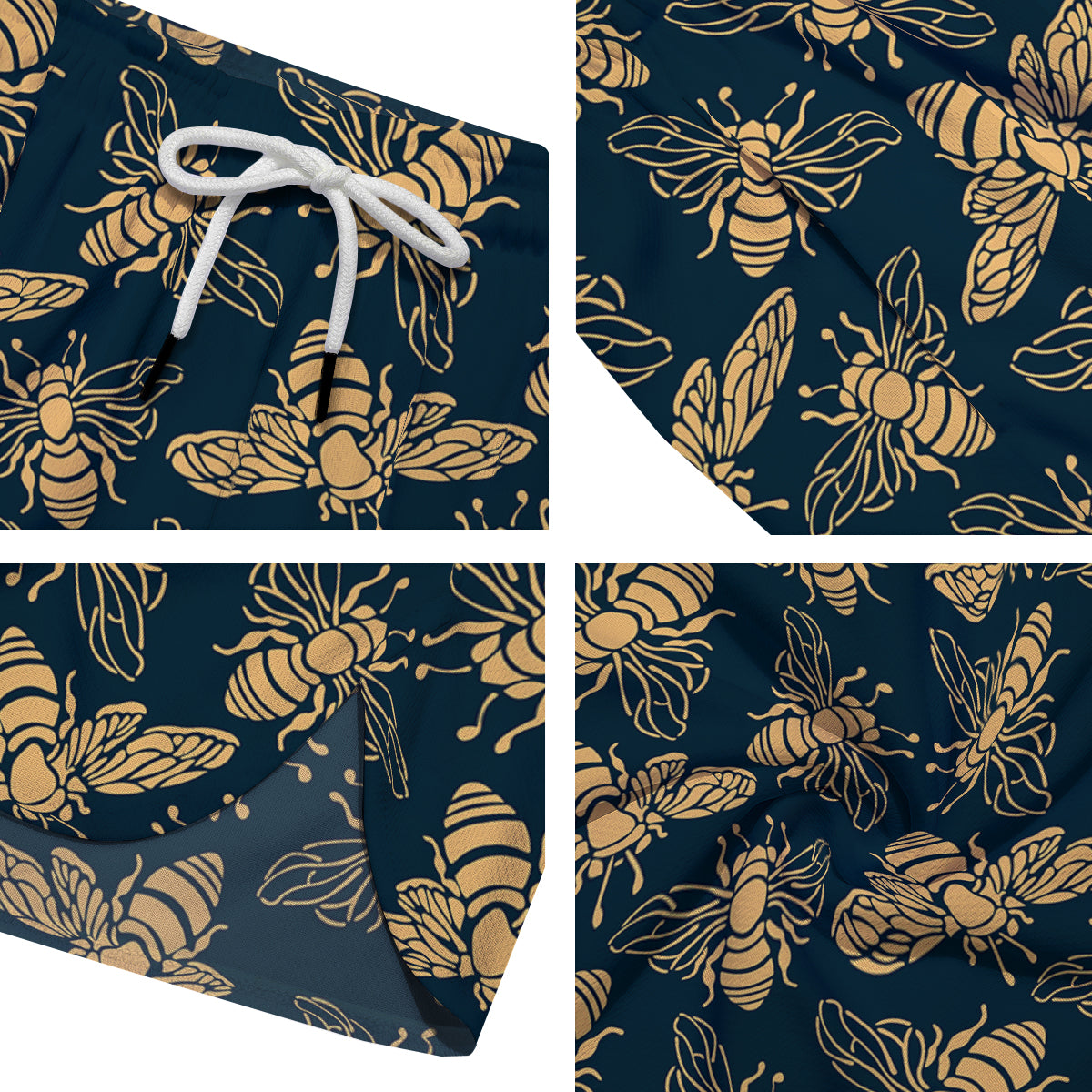 Bee Vintage Print Pattern Men's Running Shorts-grizzshop