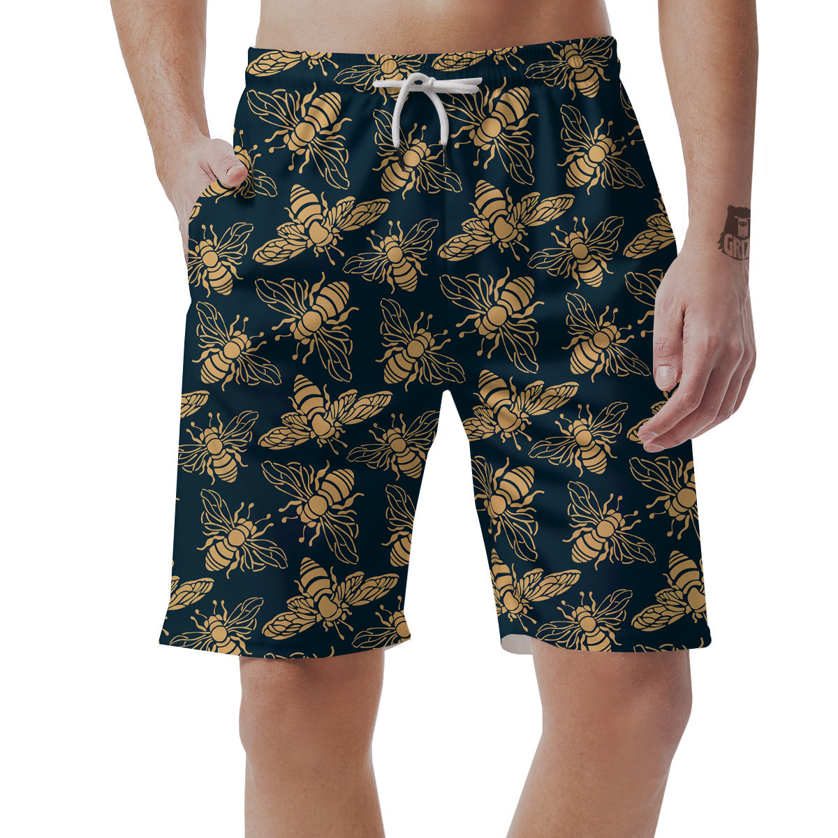 Bee Vintage Print Pattern Men's Shorts-grizzshop