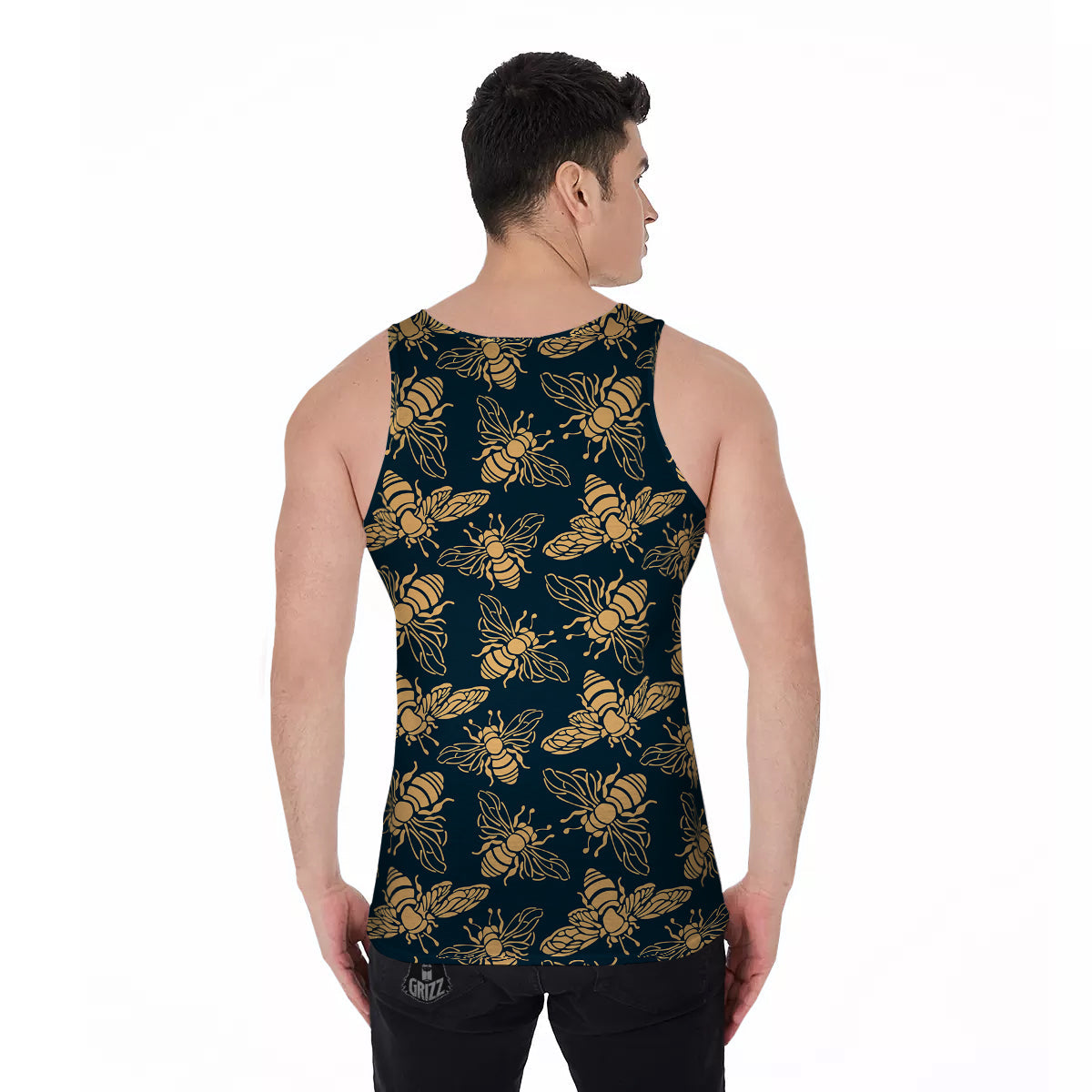 Bee Vintage Print Pattern Men's Tank Top-grizzshop