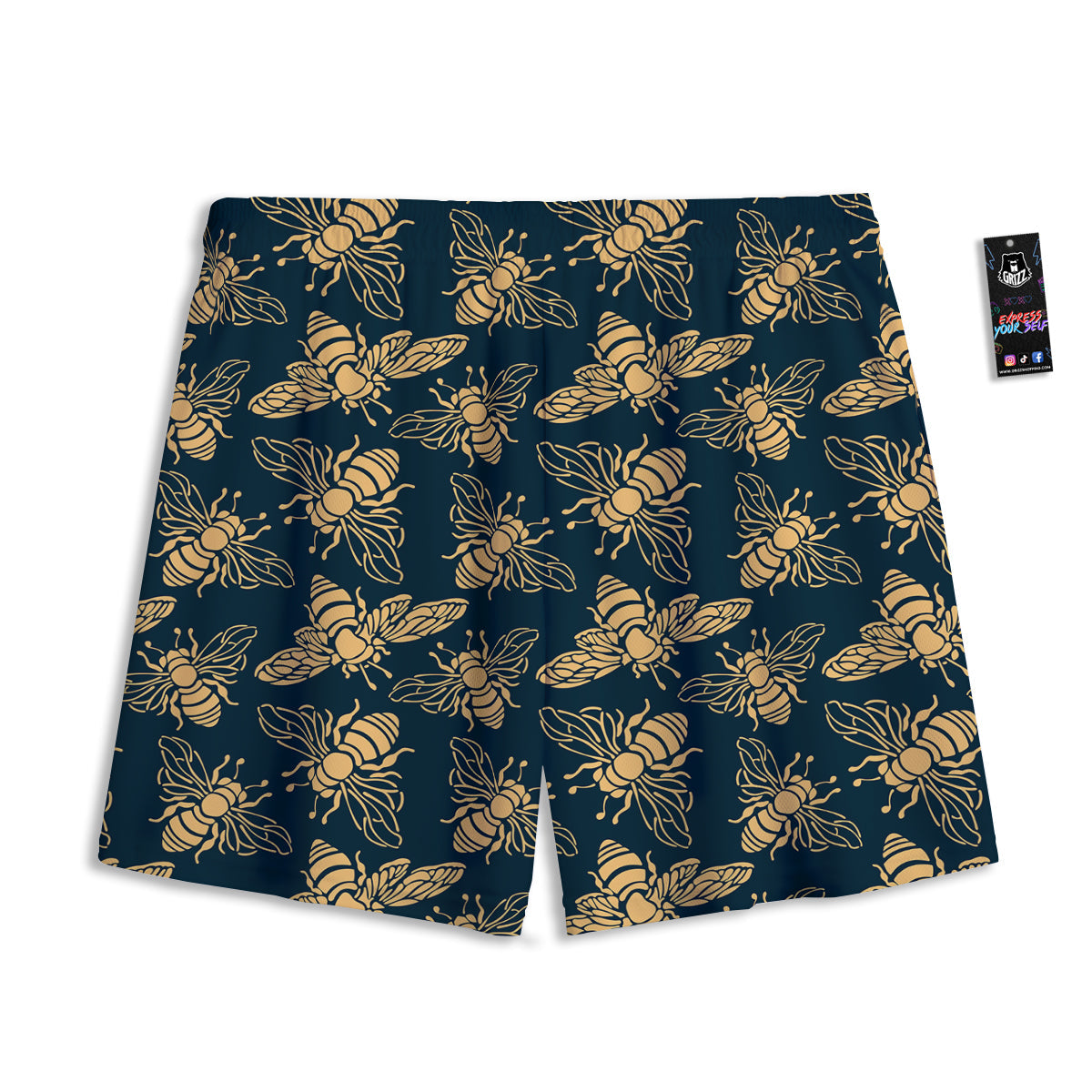 Bee Vintage Print Pattern Mesh Shorts