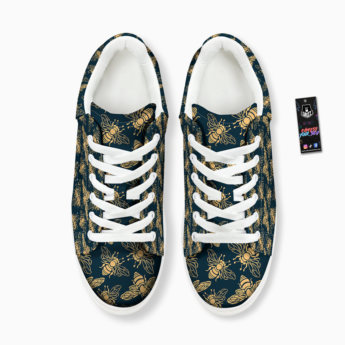 Bee Vintage Print Pattern Platform Shoes-grizzshop