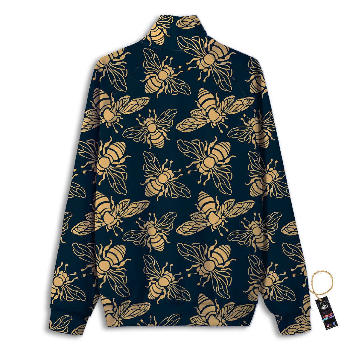 Bee Vintage Print Pattern Track Jacket-grizzshop