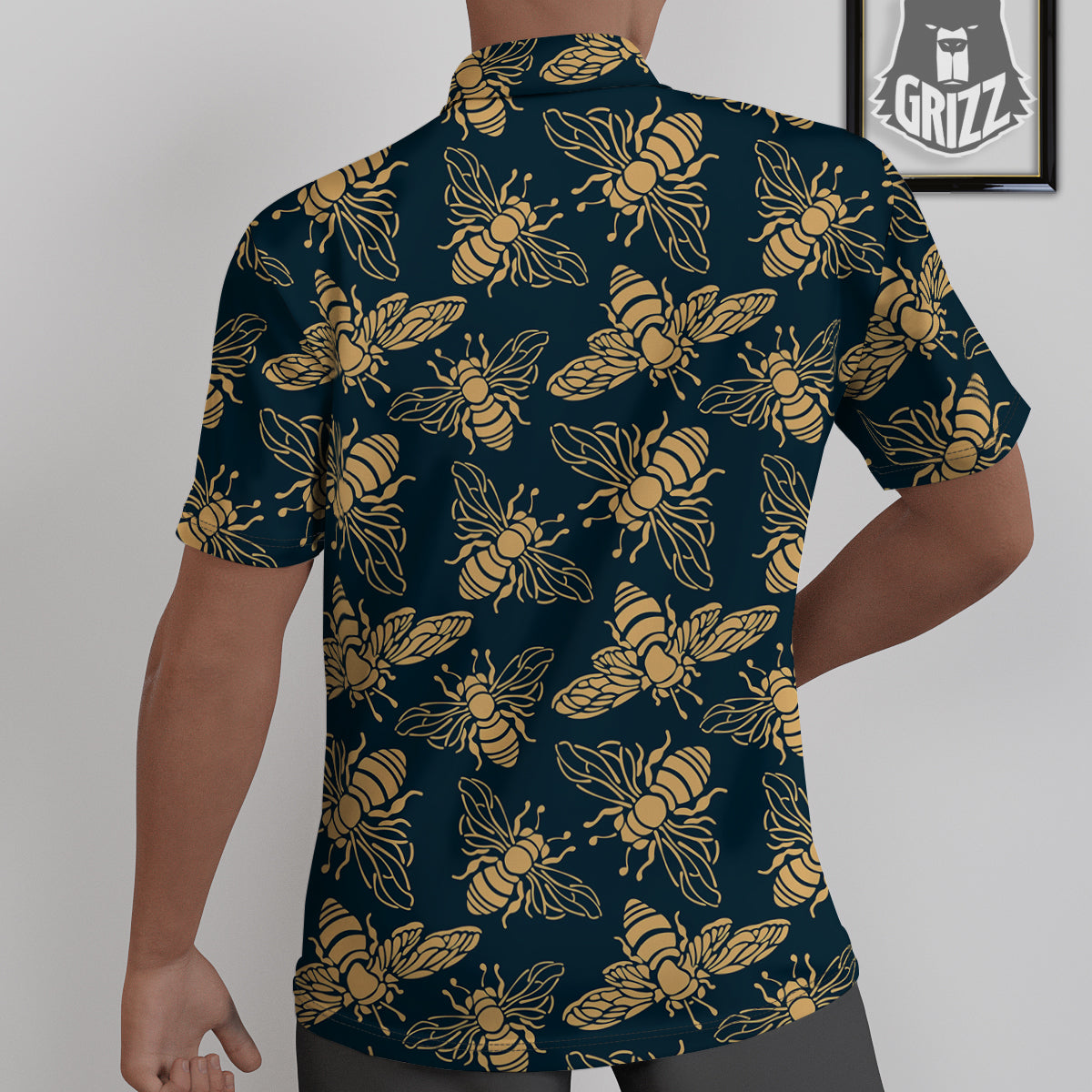 Bee Vintage Print Pattern Untucked Shirts-grizzshop