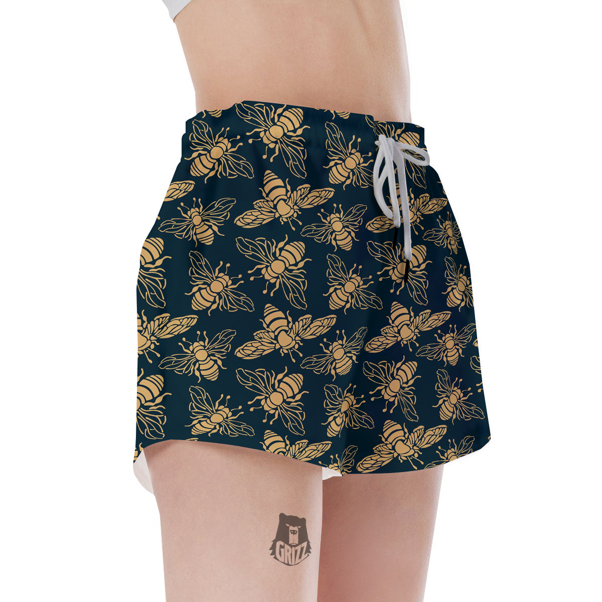 Bee Vintage Print Pattern Women's Shorts-grizzshop