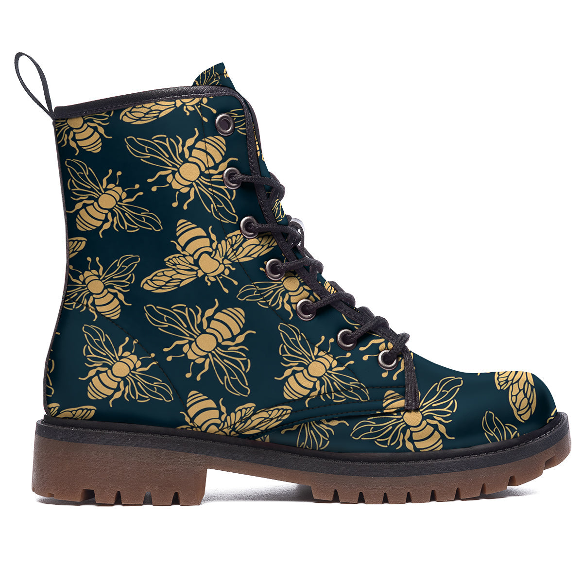 Bee Vintage Print Pattern Work Boots-grizzshop