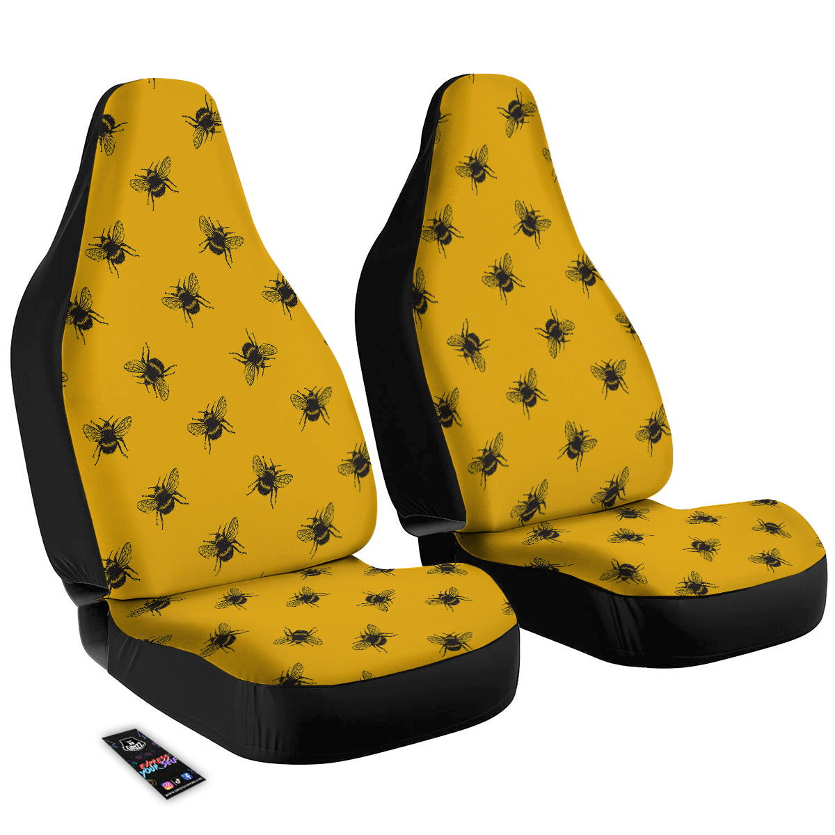 Bee Yellow Print Pattern Car Seat Covers-grizzshop