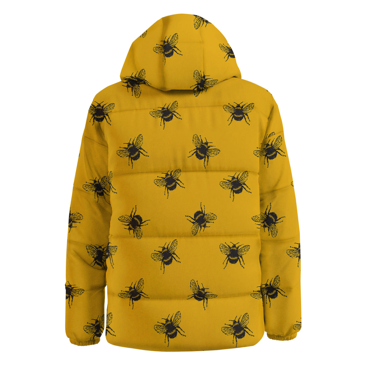 Bee Yellow Print Pattern Down Jacket-grizzshop