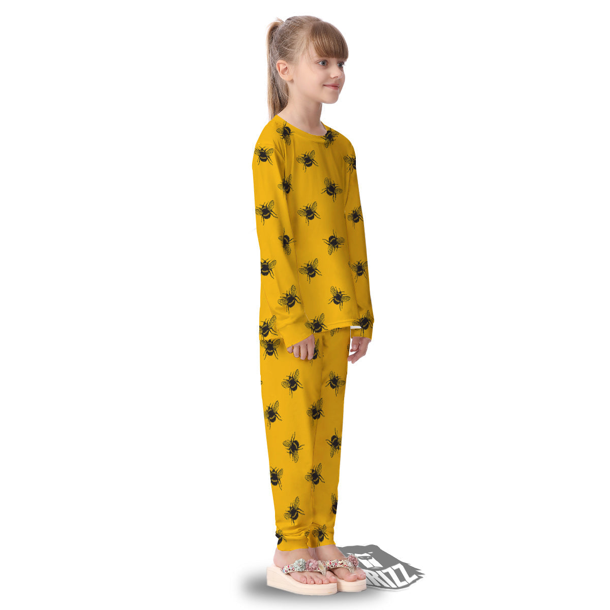 Bee Yellow Print Pattern Kid's Pajamas-grizzshop