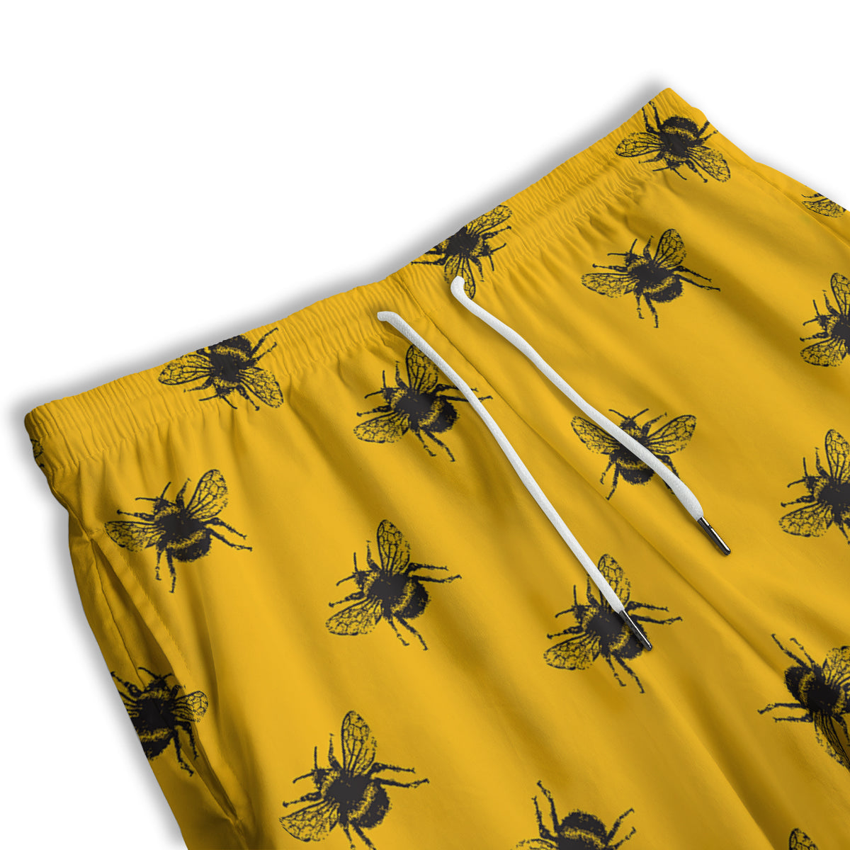 Bee Yellow Print Pattern Men's Athletic Shorts