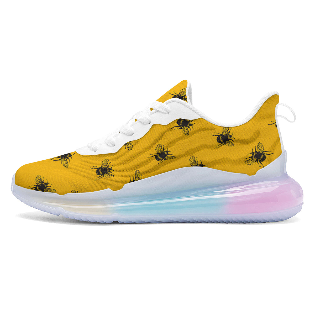 Bee Yellow Print Pattern Running Sneakers-grizzshop