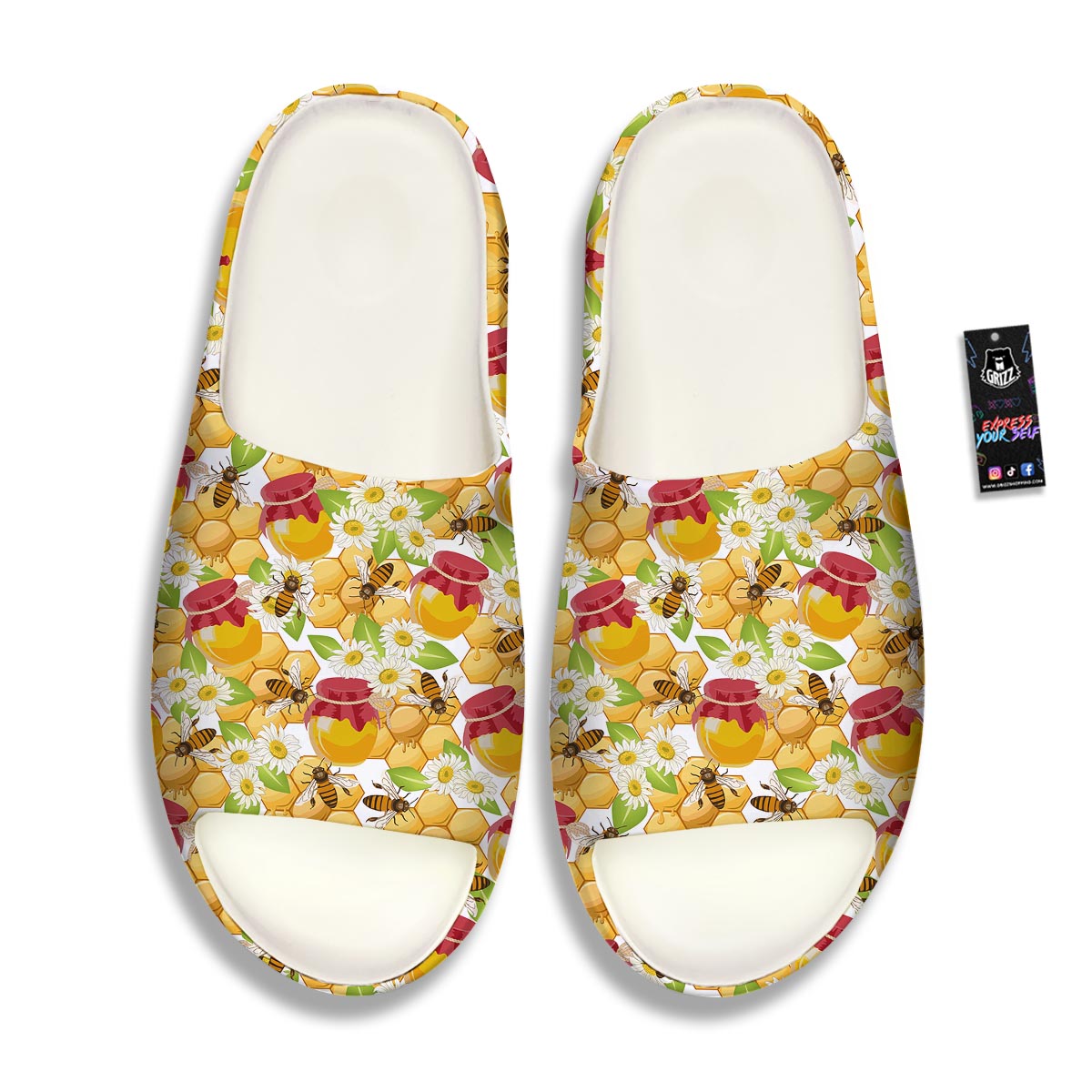 Bee Hive Sweet Honey Print Pattern Sandals-grizzshop