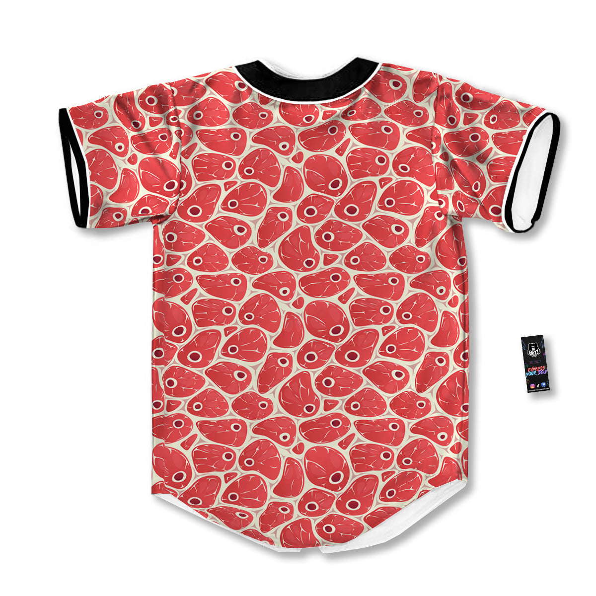Beef Meat Print Pattern Baseball Jersey-grizzshop