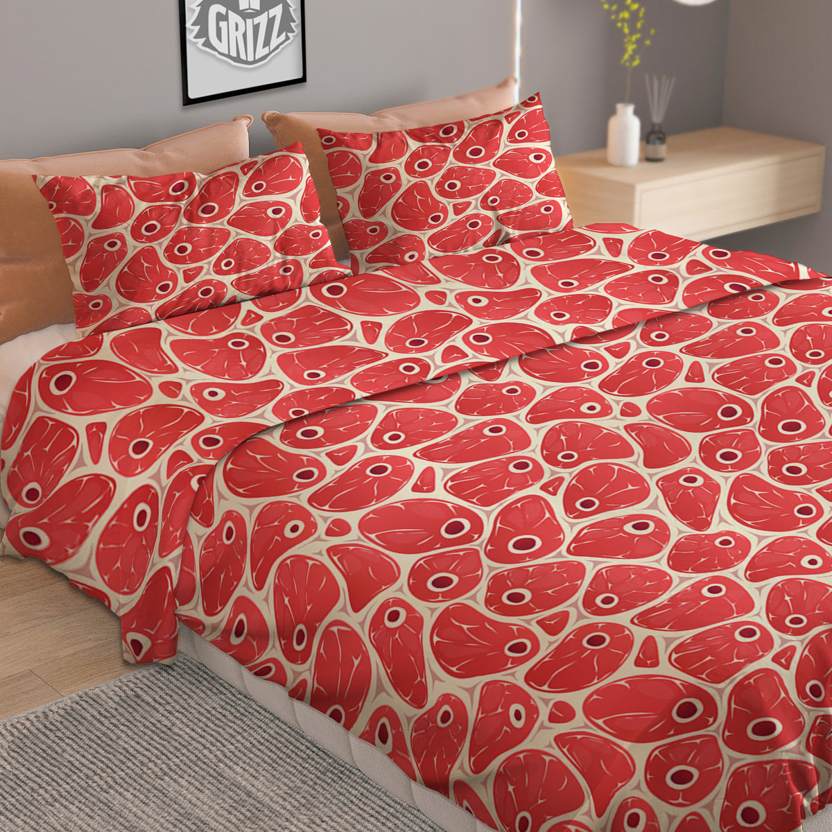Beef Meat Print Pattern Duvet Cover Bedding Set-grizzshop