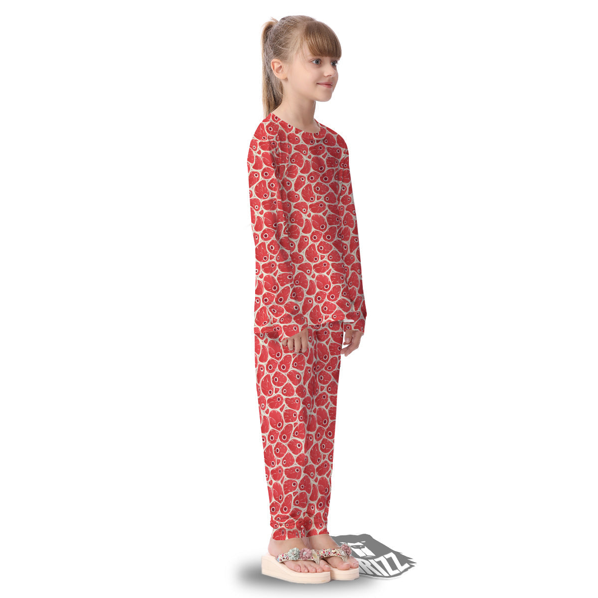 Beef Meat Print Pattern Kid's Pajamas-grizzshop