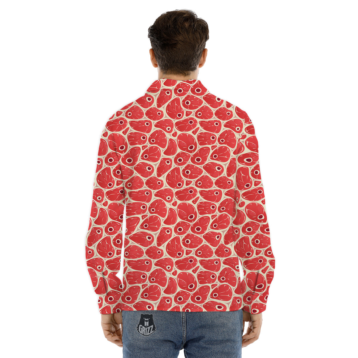 Beef Meat Print Pattern Men's Dress Shirts-grizzshop
