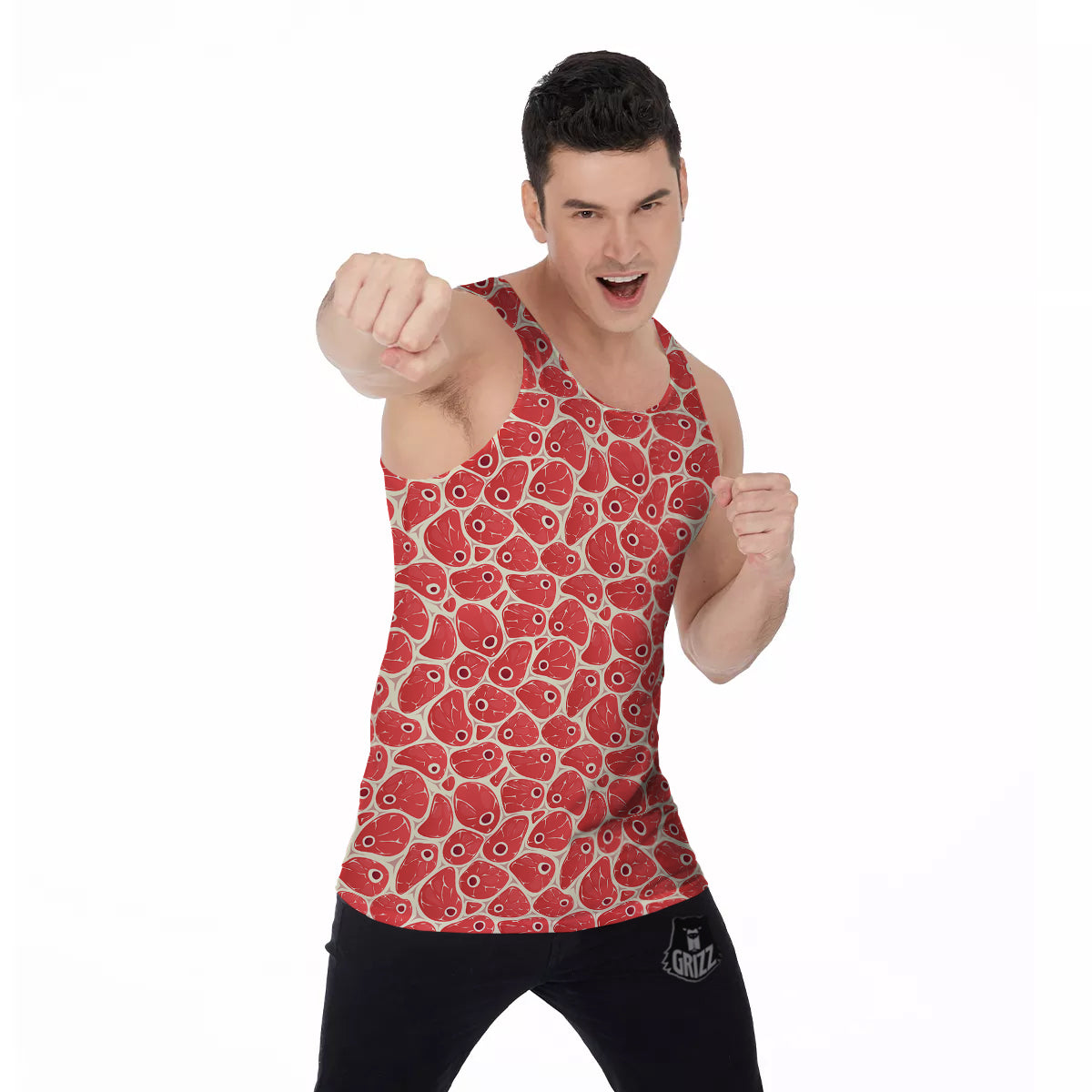 Beef Meat Print Pattern Men's Tank Top-grizzshop