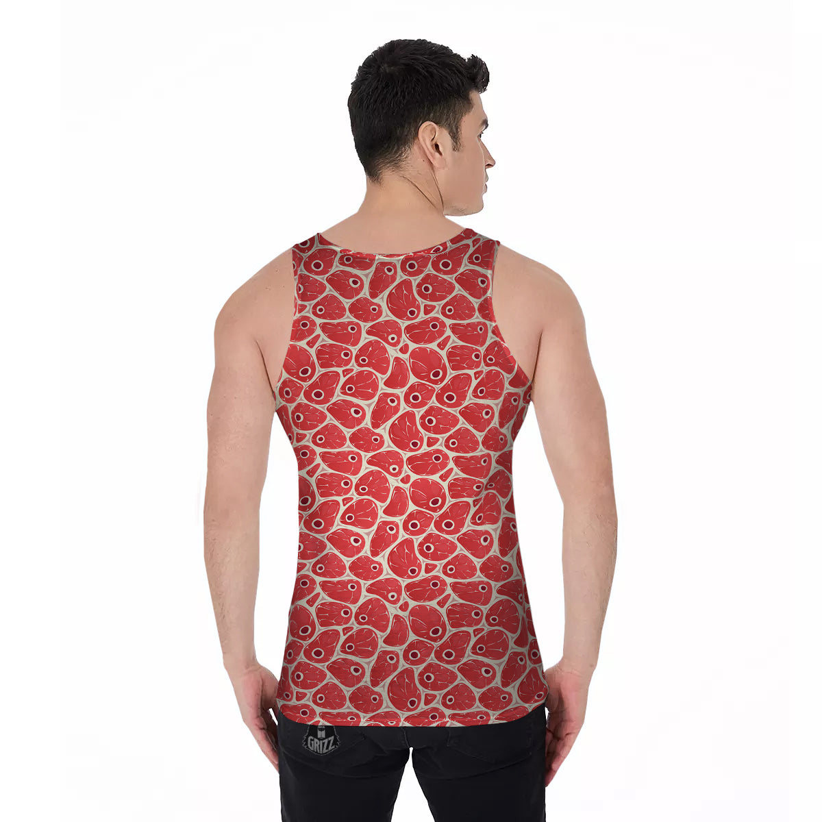 Beef Meat Print Pattern Men's Tank Top-grizzshop