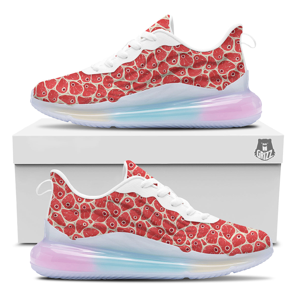 Beef Meat Print Pattern Running Sneakers-grizzshop