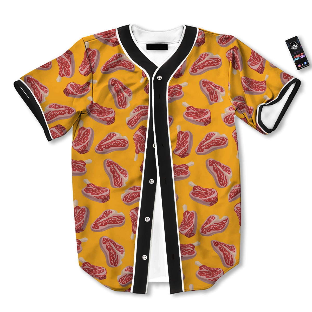 Beef Meat Steak Print Pattern Baseball Jersey-grizzshop