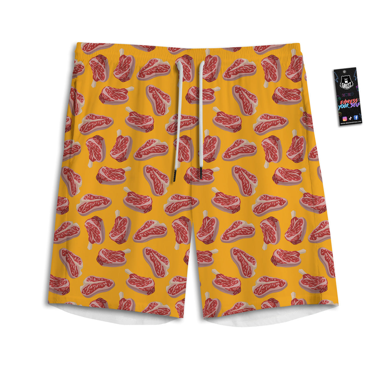 Beef Meat Steak Print Pattern Men's Athletic Shorts