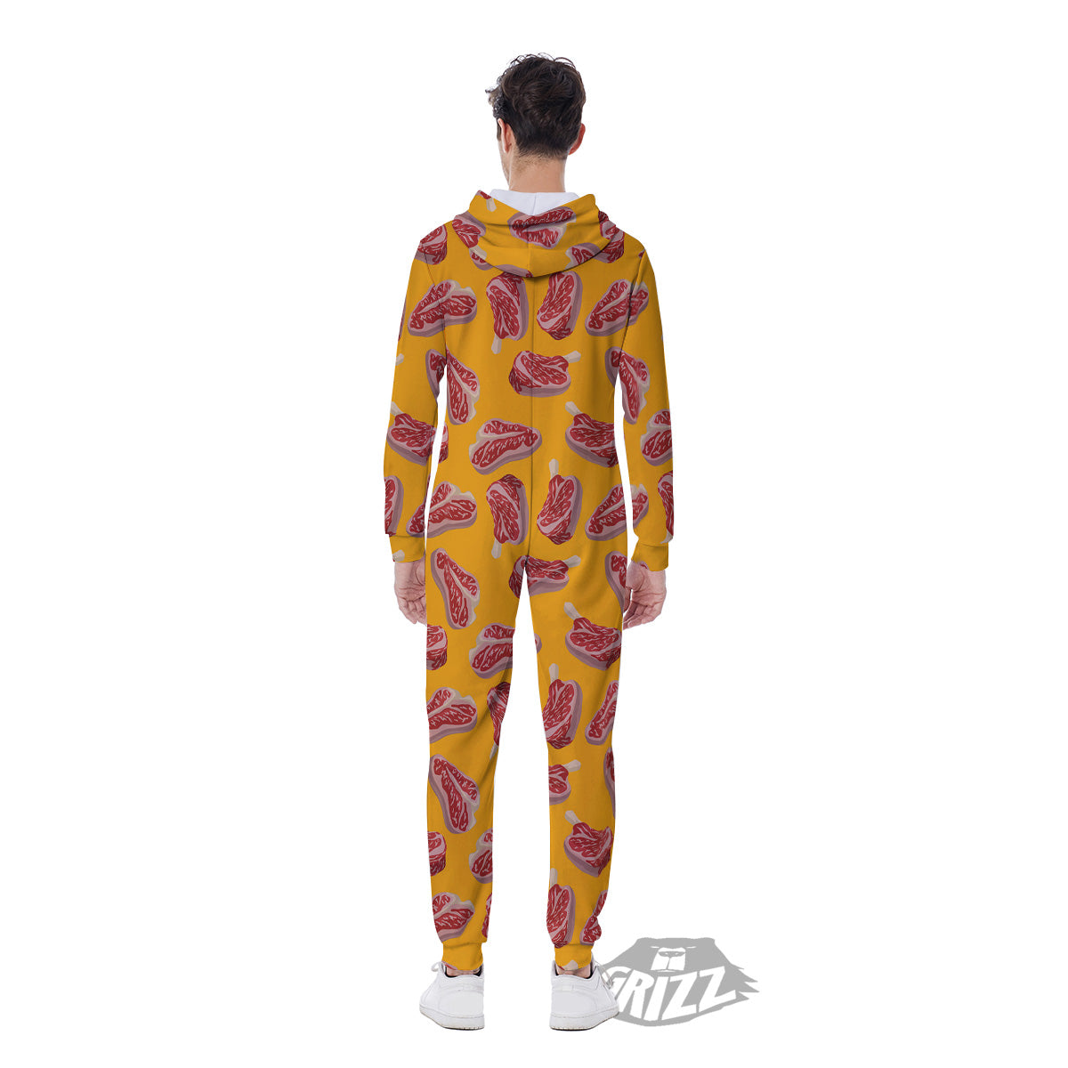 Beef Meat Steak Print Pattern Men's Jumpsuit-grizzshop