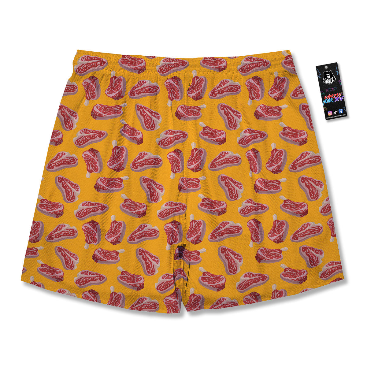 Beef Meat Steak Print Pattern Men's Running Shorts-grizzshop
