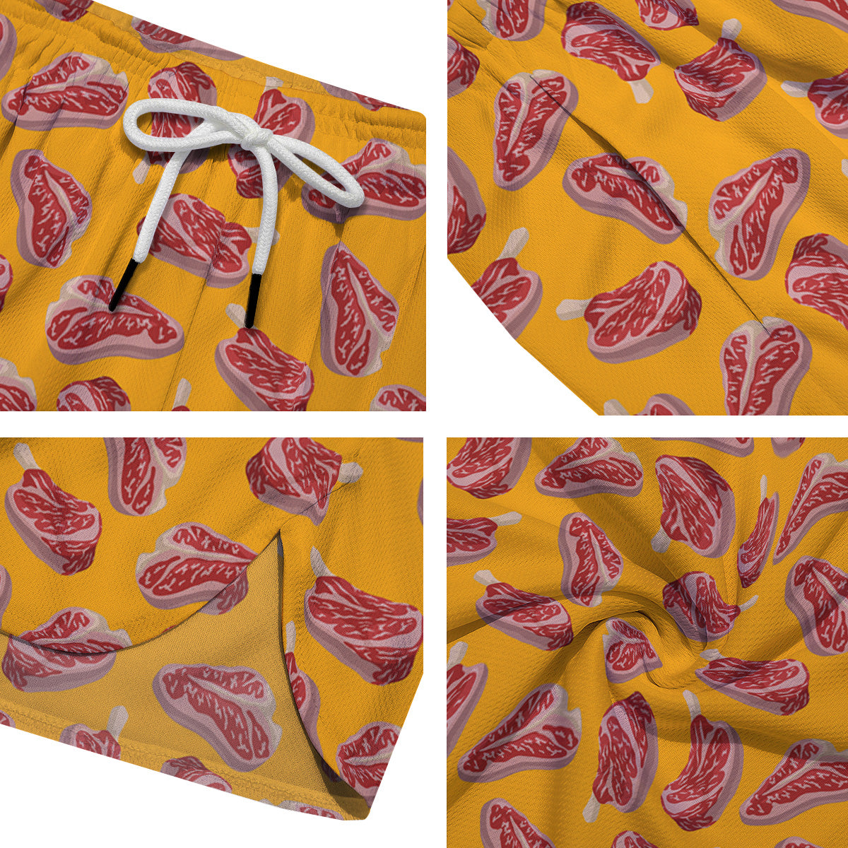 Beef Meat Steak Print Pattern Men's Running Shorts-grizzshop
