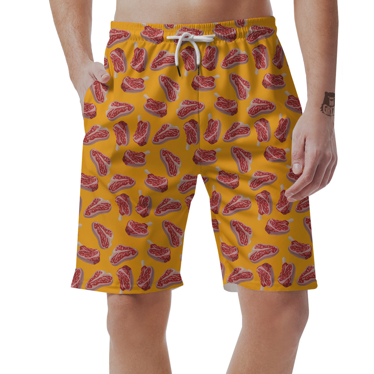 Beef Meat Steak Print Pattern Men's Shorts-grizzshop