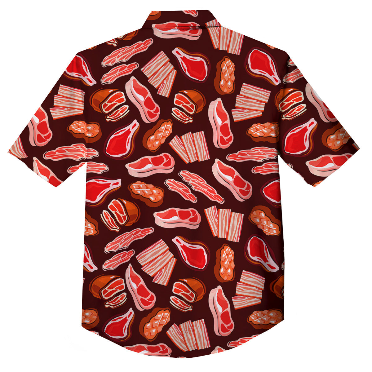 Beef Steaks Print Pattern Button Up Shirt-grizzshop